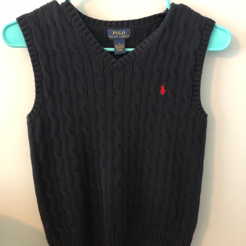 Boys Polo sweater vest- navy- size 7